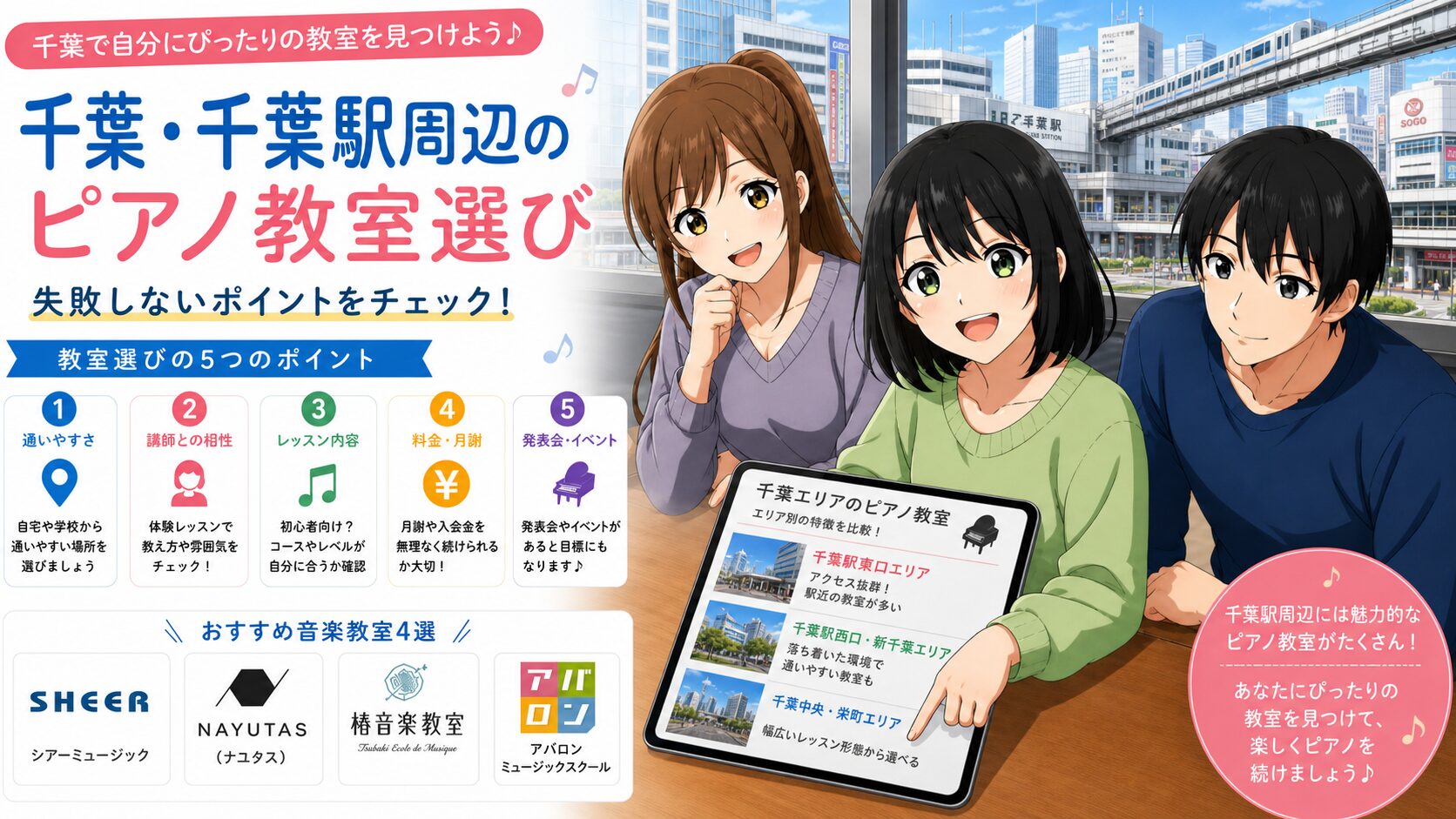 千葉でピアノ教室を選ぶときのポイント